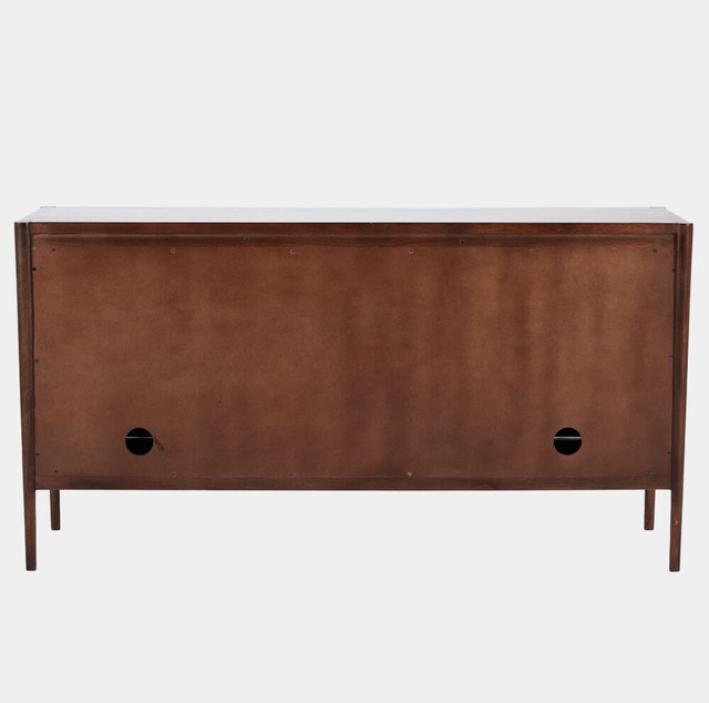 Global Views Kerf Cabinet - Carved Mango Wood in Walnut Finish
