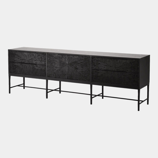 Global Views Kyoto Media Cabinet - Black Gmelina Wood & Metal