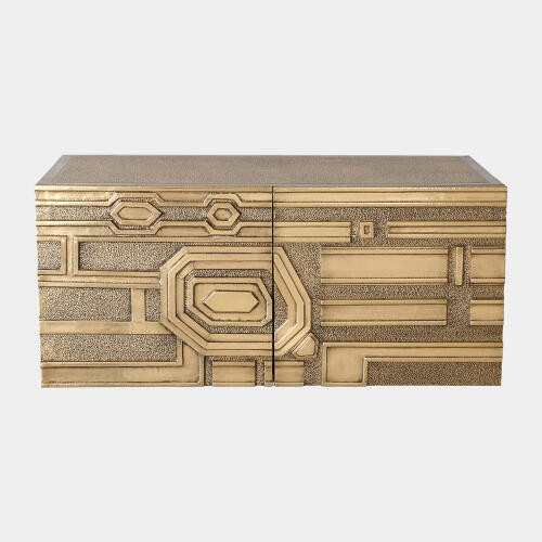 Global Views Moderne Block Cabinet - Left - Brass