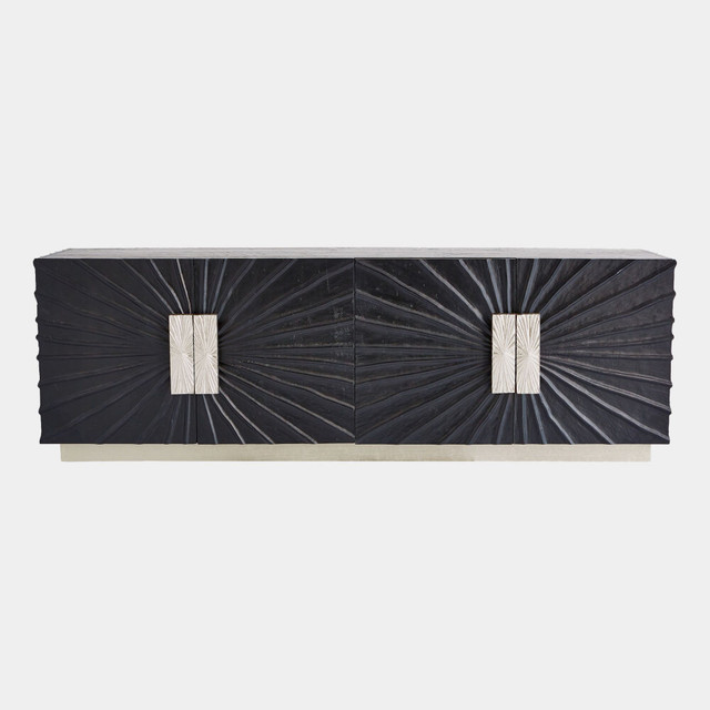 Global Views Pleated Media Cabinet - Black Onyx