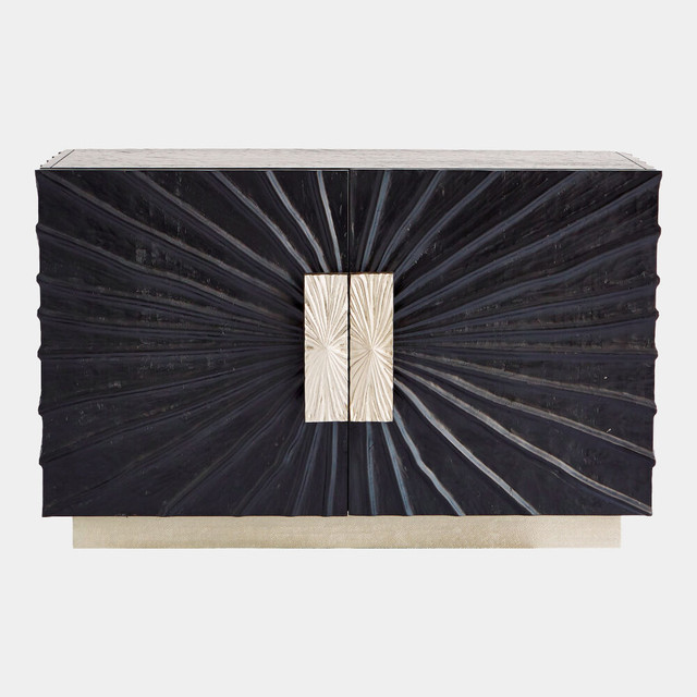 Global Views Pleated Two-Door Cabinet - Black Onyx