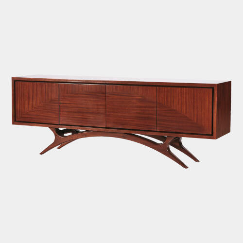 Global Views Swoop Media Cabinet - Dark Brown Marapolan Wood