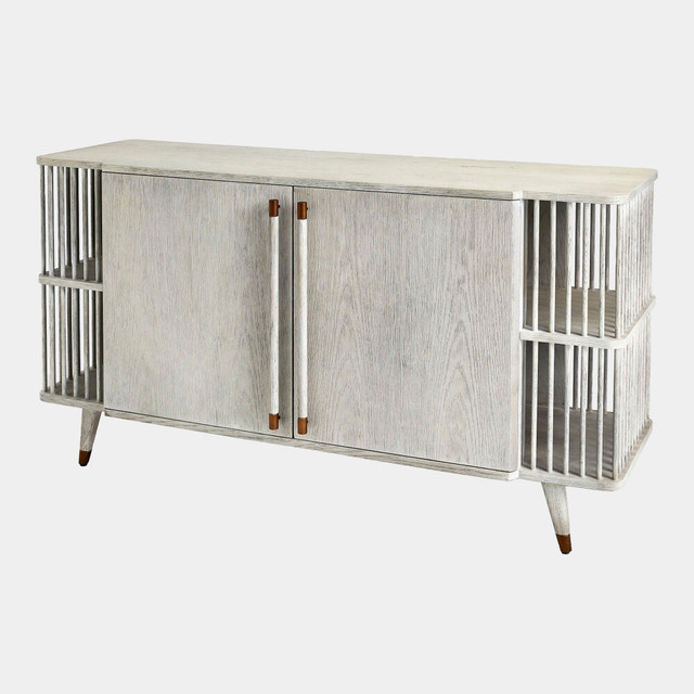Global Views Arbor Media Cabinet - Whitewashed Oak
