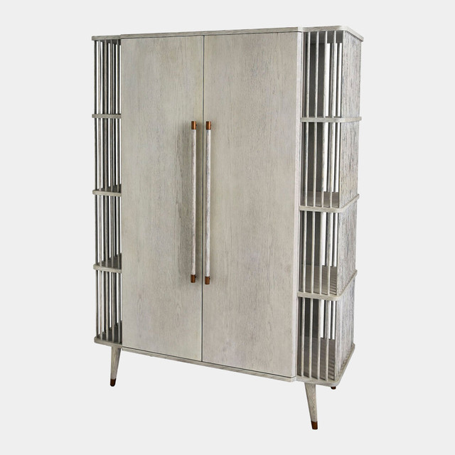 Global Views Arbor Tall Cabinet - Whitewashed Oak