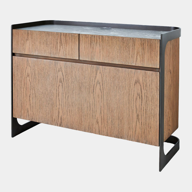 Global Views Element File Cabinet - Aspen Gray Oak & Spanish Marble