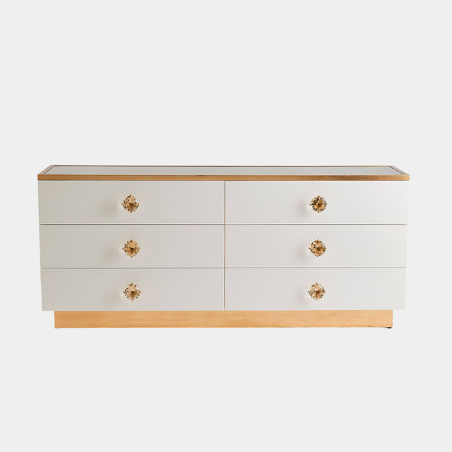 Global Views London Credenza - White Lacquer & Gold Leaf