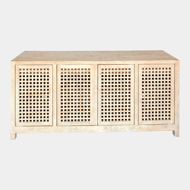 Global Views Driftwood Lattice Credenza - Washed Mango Wood