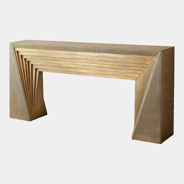 Global Views Deco Console Table - Antique Wash Brass