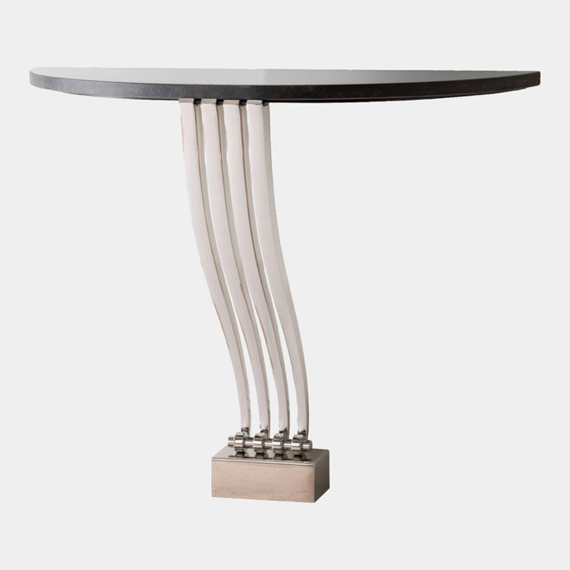 Global Views Graceful Console Table - Nickel & Black Granite