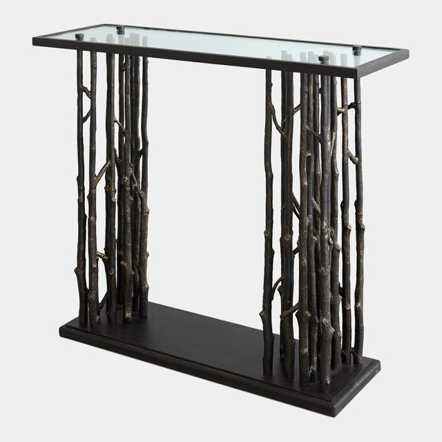 Global Views Grove Console Table - Bronze Cast Iron & Flamed Granite