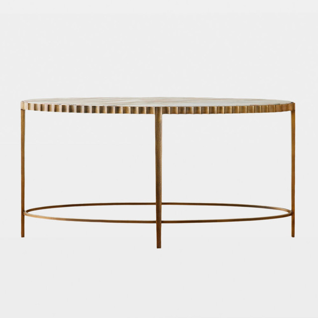 Global Views Liberty Console Table - Vintage Brass & Calacatta Gold Marble 