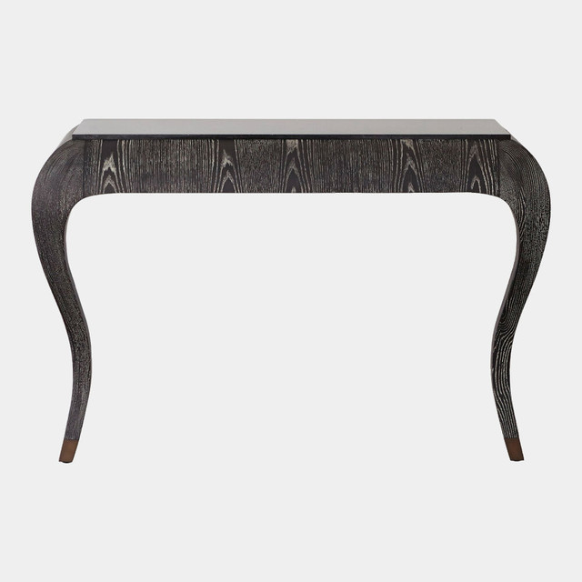 Global Views Paris Wall Console Table - Black Cerused Oak