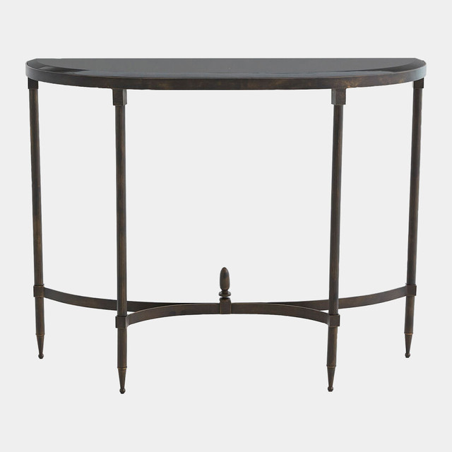Global Views Ronin Fluted Iron Console Table - Black Granite