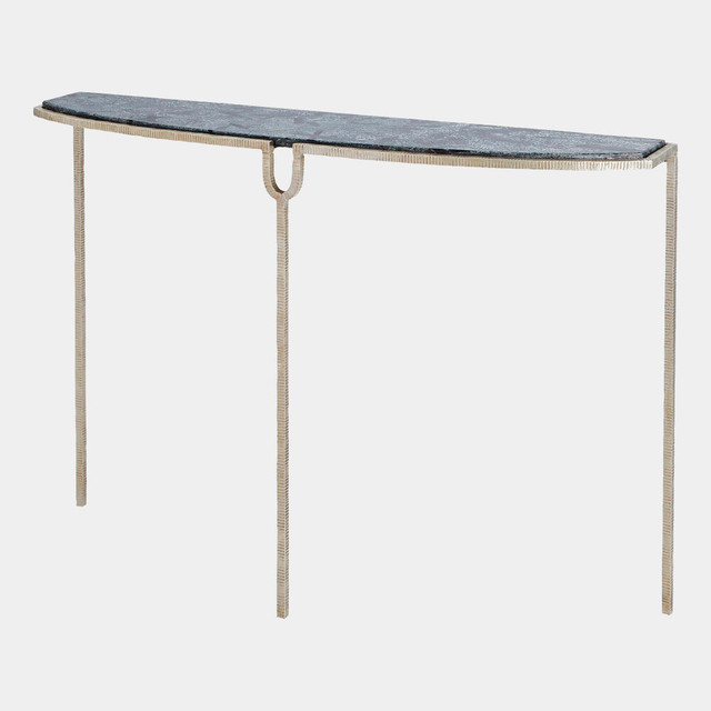 Global Views Usain Console Table - Silver & Gray Fossil Marble