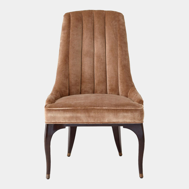 Global Views Douglas Channel Tufted Dining Chair - Mushroom Velvet