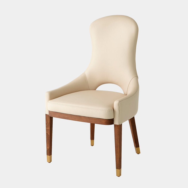 Global Views Nola Dining Chair - Ivory Leather & Light Oak