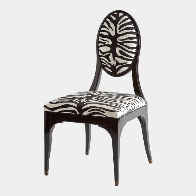 Global Views Zebra Dining Chair - Black & White Embroidered