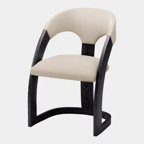 Global Views Delia Dining Chair - Ebony Cerused & Muslin