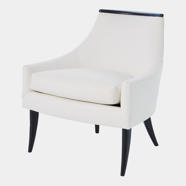 Global Views Boomerang Chair - White Leather & Ebony