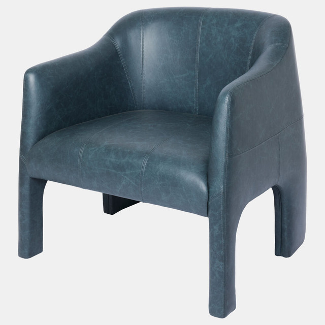 Global Views Bradford Chair - Distressed Navy Leather
