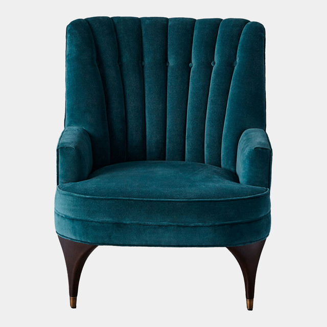 Global Views Duncan Chair - Dragonfly Velvet & Walnut