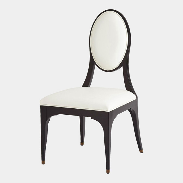 Global Views Harlow Chair - Black Lacquer & White Leather