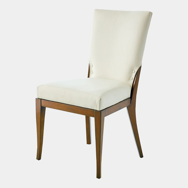 Global Views Opera Chair - White Leather & Walnut