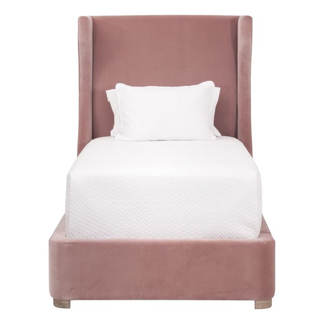 Essentials For Living - Balboa Twin Bed in Petal Velvet, Natural Gray Oak