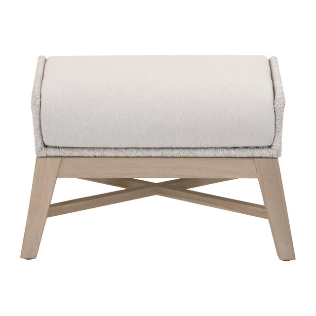 Essentials For Living - Tapestry Outdoor Footstool in Taupe & White Flat Rope