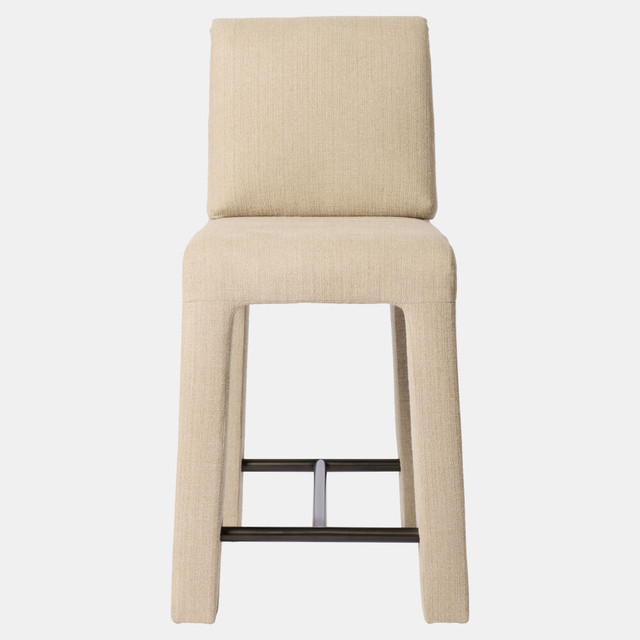 Global Views Tamu Counter Stool - Beige Upholstered