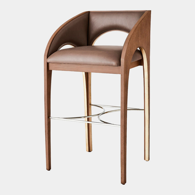 Global Views Arches Barstool - Nutmeg & Champagne