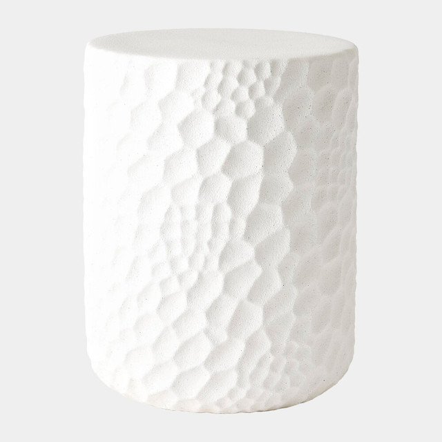 Global Views Brorie Chiseled Garden Stool - White