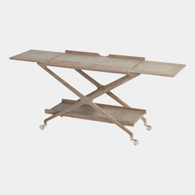 Global Views Campaign Bar Cart - Gray Cerused Ash