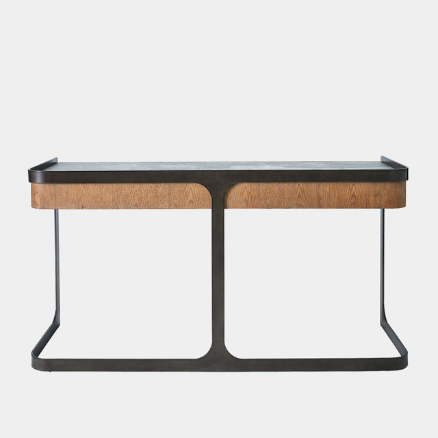 Global Views Element Desk - Aspen Gray & Gray Marble