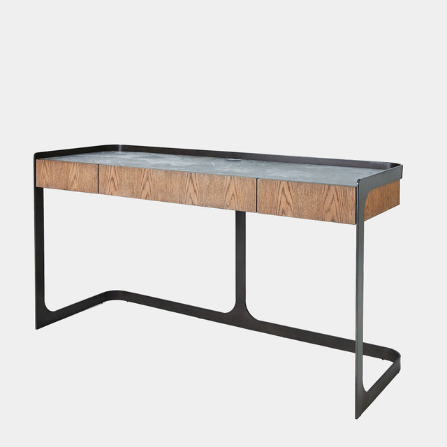 Global Views Element Desk - Aspen Gray & Gray Marble