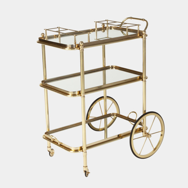Global Views Jude English Bar Cart & Tea Trolley - Brass