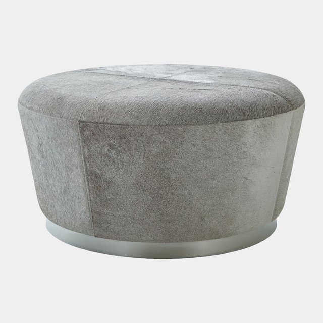 Global Views Journey Tapered Ottoman - Gray Hair-on-Hide