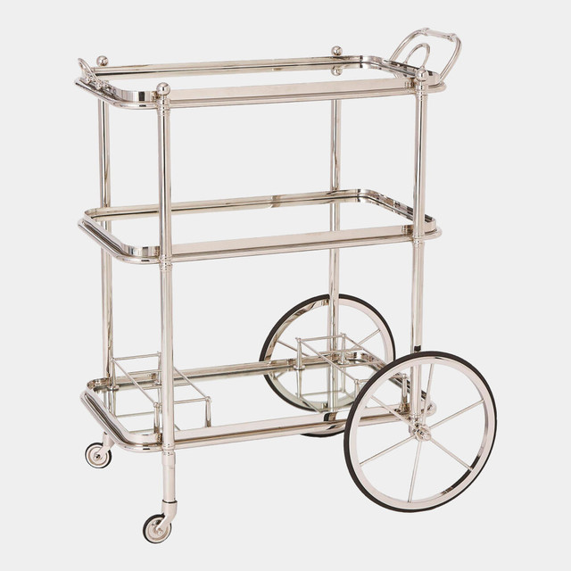Global Views Jude English Bar Cart & Tea Trolley - Nickel