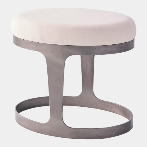 Global Views Oslo Stool - Iron with Muslin Cushion
