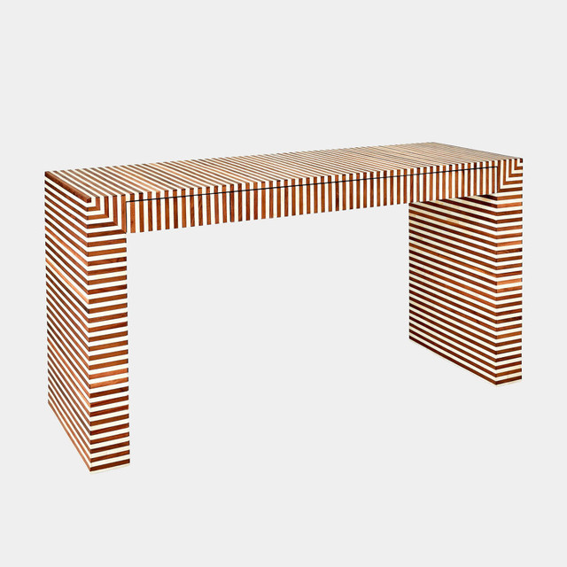 Global Views Sienna Writing Desk - Walnut/Bone