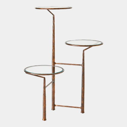 Global Views Unity Pedestal with Glass - Bronze