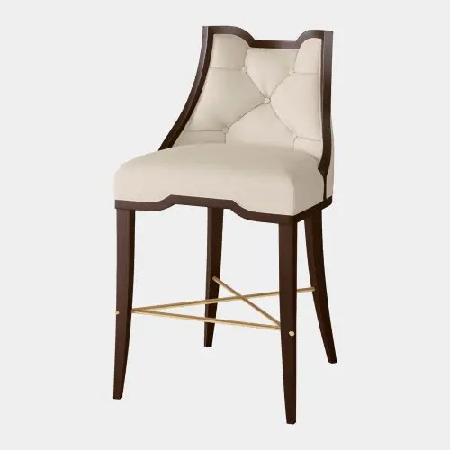 Global Views Logan Counter Stool - Walnut & Muslin