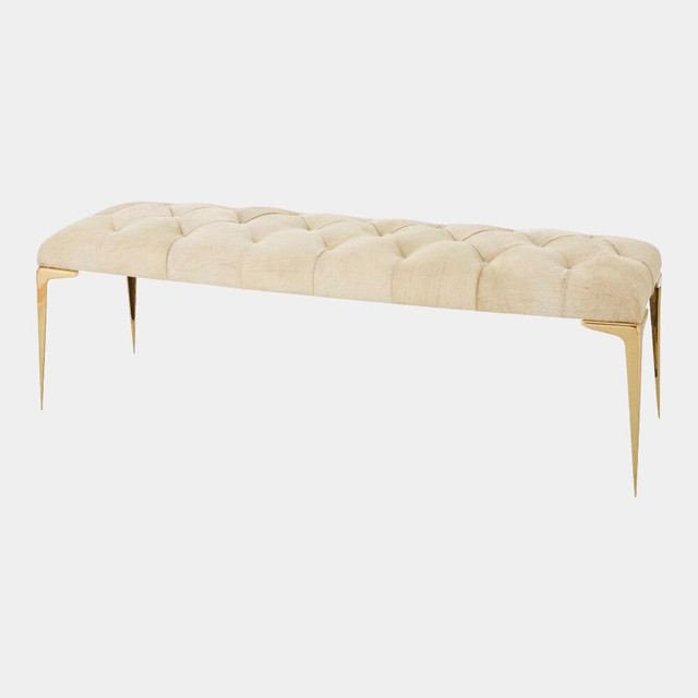 Global Views Stiletto Bench - White Hair-on-Hide