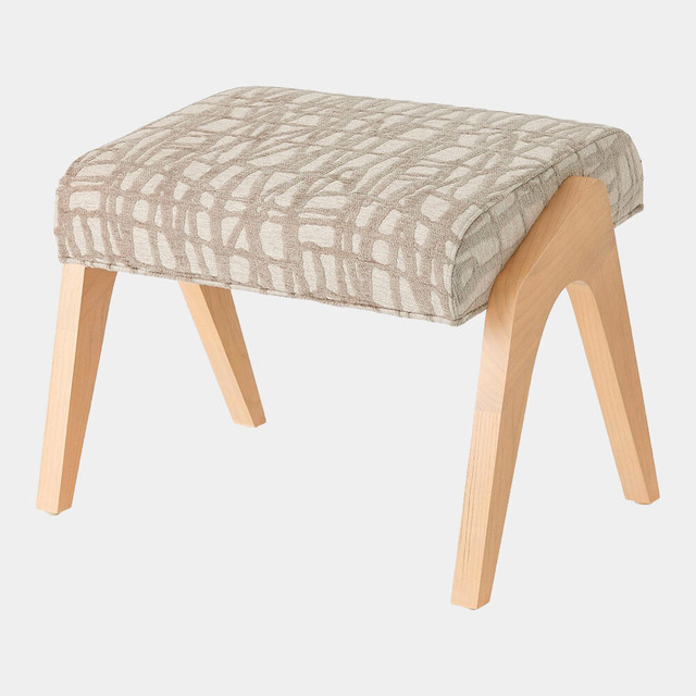 Global Views Archangle Bench - Oak & Gray Velvet