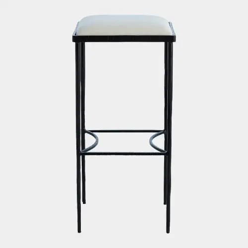 Global Views Cecily Hammered Barstool - Muslin