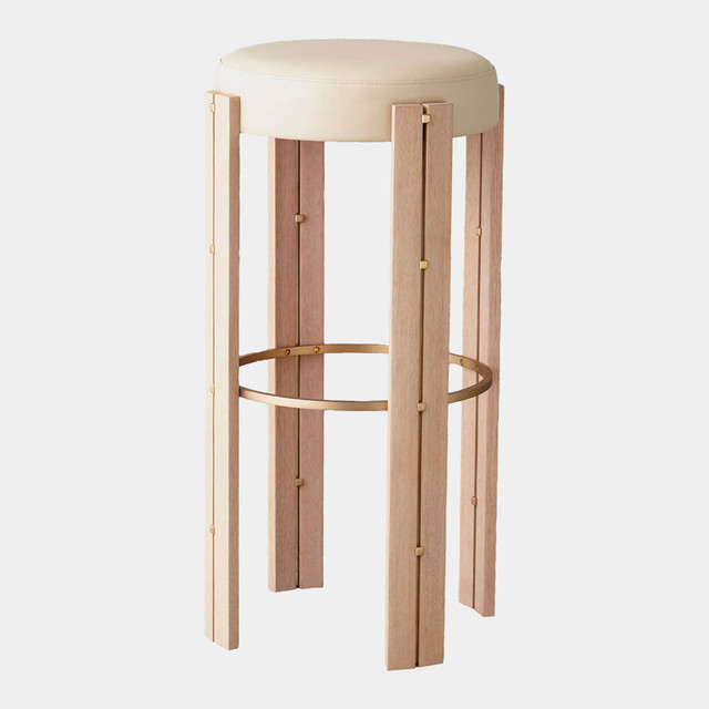 Global Views Paxton Barstool - Beige Leather