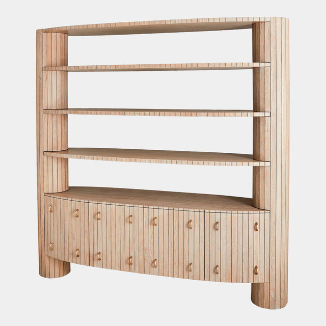 Global Views Luna Bookshelf - Natural Oak & Satin Brass