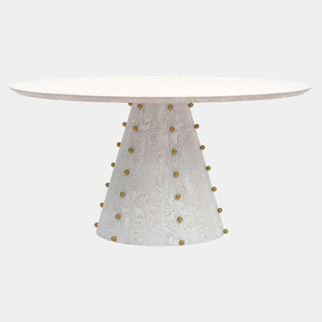 Global Views Spheres Dining Table - White Burl