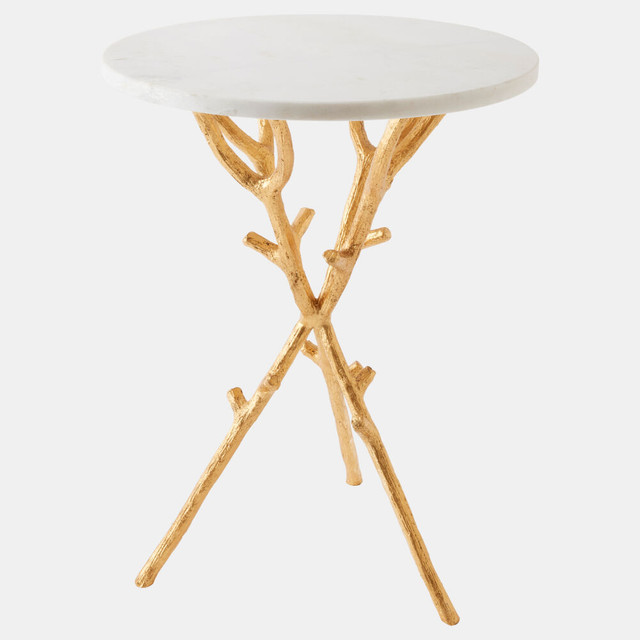Global Views Coral Tripod Side Table - Gold