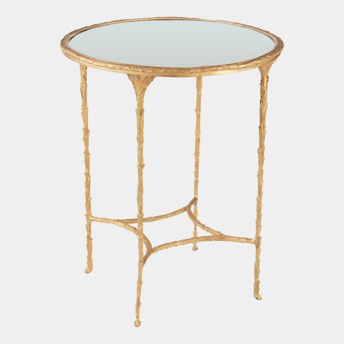 Global Views Taylor Organic Side Table - Antique Brass & Mirror